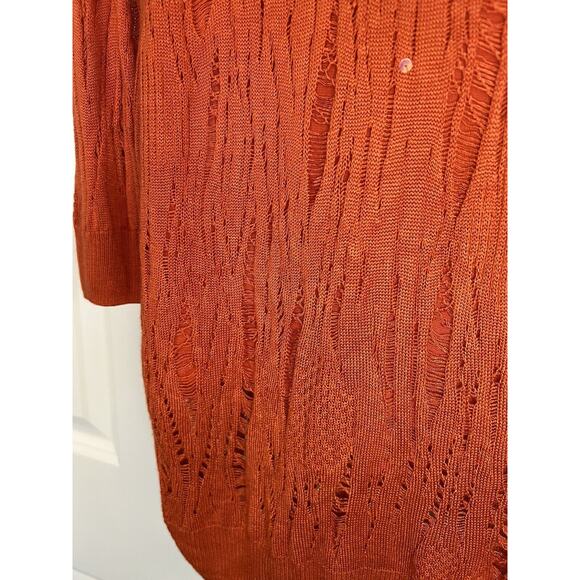 City Girl Nancy Bolen Womens L/XL Orange with Sequins Sweater Tunic - Picture 4 of 12